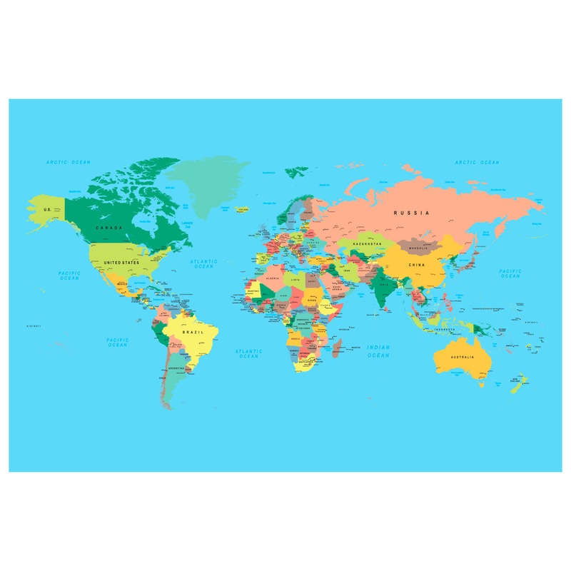 World Maps:  Classic World Map Mural        –   Removable Wall   Adhesive Decal