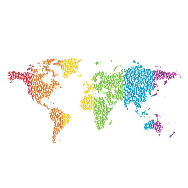 World Maps:  People Map Mural        –   Removable Wall   Adhesive Decal