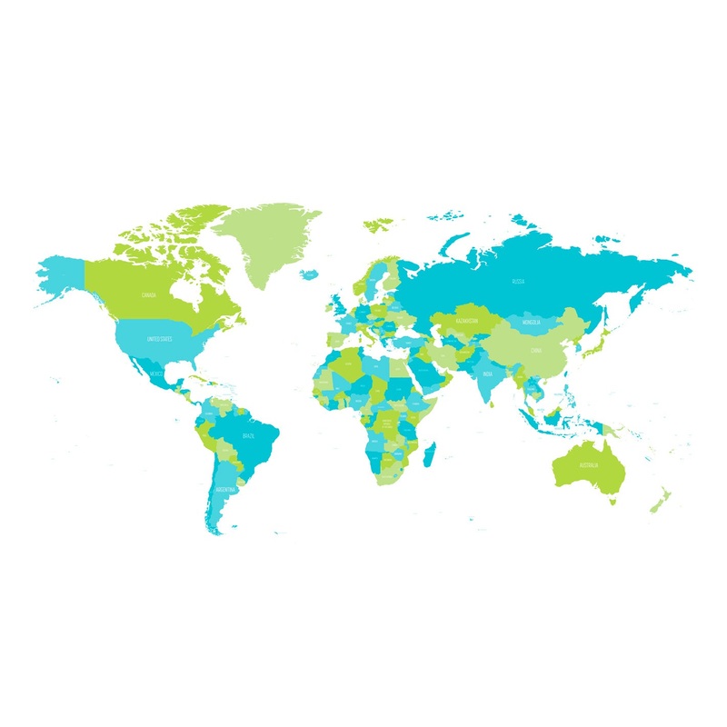World Maps:  World States Map Mural        –   Removable Wall   Adhesive Decal