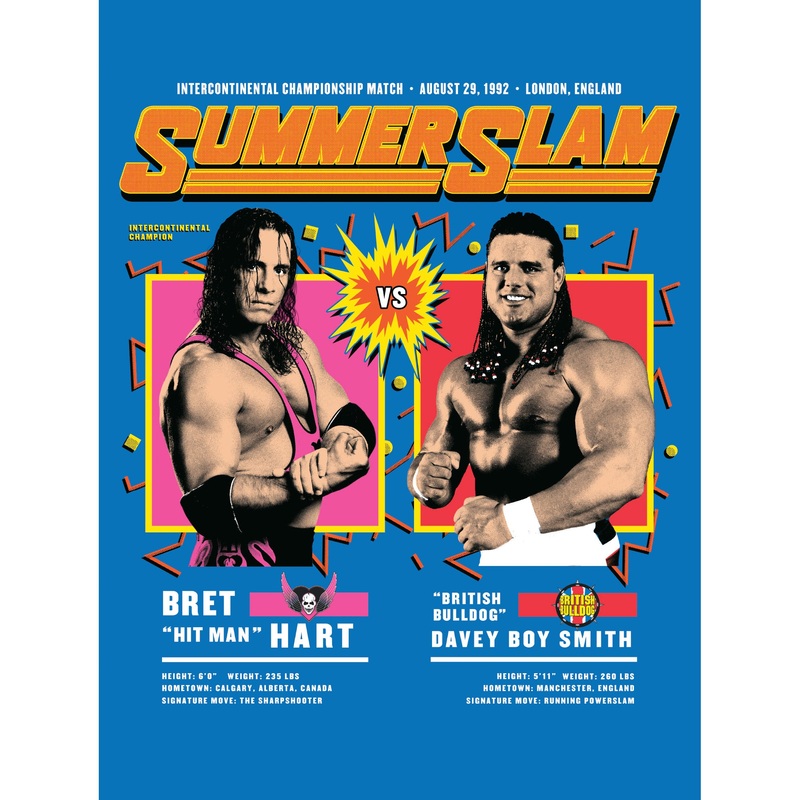 Bret Hart and British Bulldog – Summer Slam 1992 – Peel & Stick Poster – Official WWE – Reusable Vinyl Wall Decal