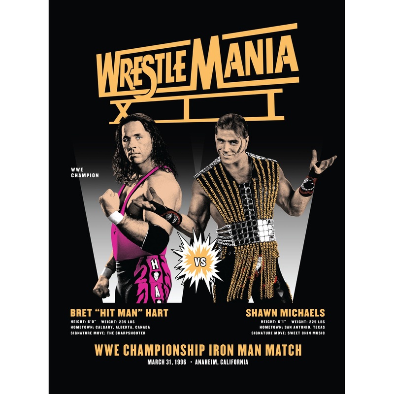 Bret Hart and Shawn Michaels – Wrestlemania 12 – Peel & Stick Poster – Official WWE – Reusable Vinyl Wall Decal