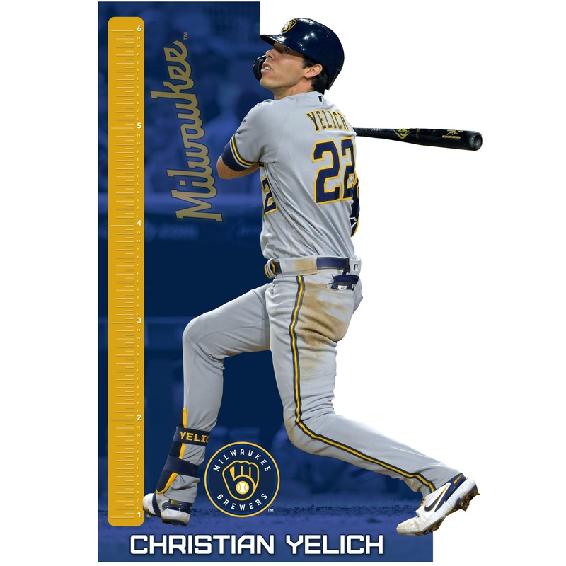 Christian Yelich – Growth Chart – Official MLB – Milwaukee Brewers – Reusable Vinyl Wall Decal