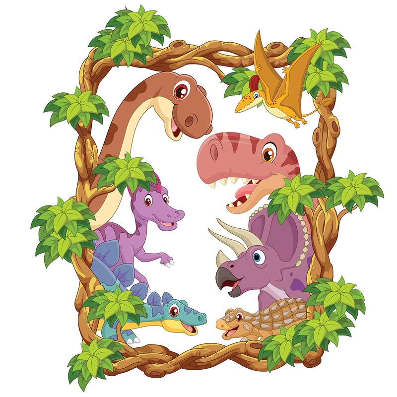 Dinosaurs:  Happy Friends Icon        –   Removable Wall   Adhesive Decal