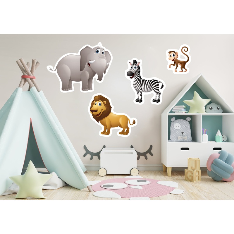 Jungle:  Four Friends Collection        –   Removable Wall   Adhesive Decal