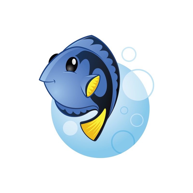 Nursery:  Blue Fish Icon        –   Removable Wall   Adhesive Decal