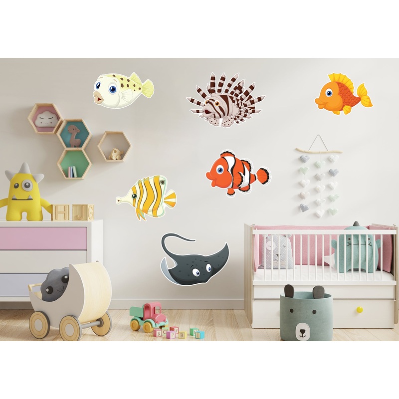 Nursery:  Colorful Fish Collection        –   Removable Wall   Adhesive Decal