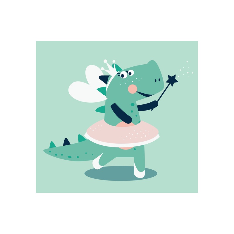 Nursery Princess:  Dino Mural        –   Removable Wall   Adhesive Decal
