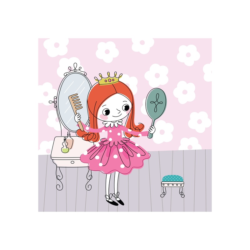 Nursery Princess:  Mirror Mural        –   Removable Wall   Adhesive Decal