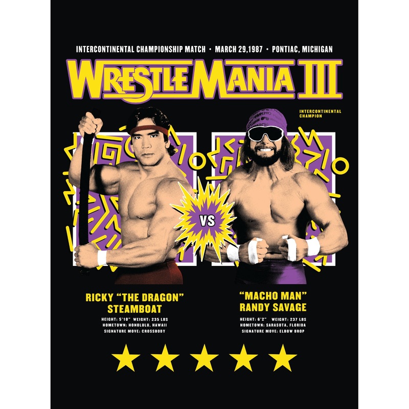 Ricky Steamboat and Macho Man Randy Savage – Wrestlemania 3 – Peel & Stick Poster – Official WWE – Reusable Vinyl Wall Decal