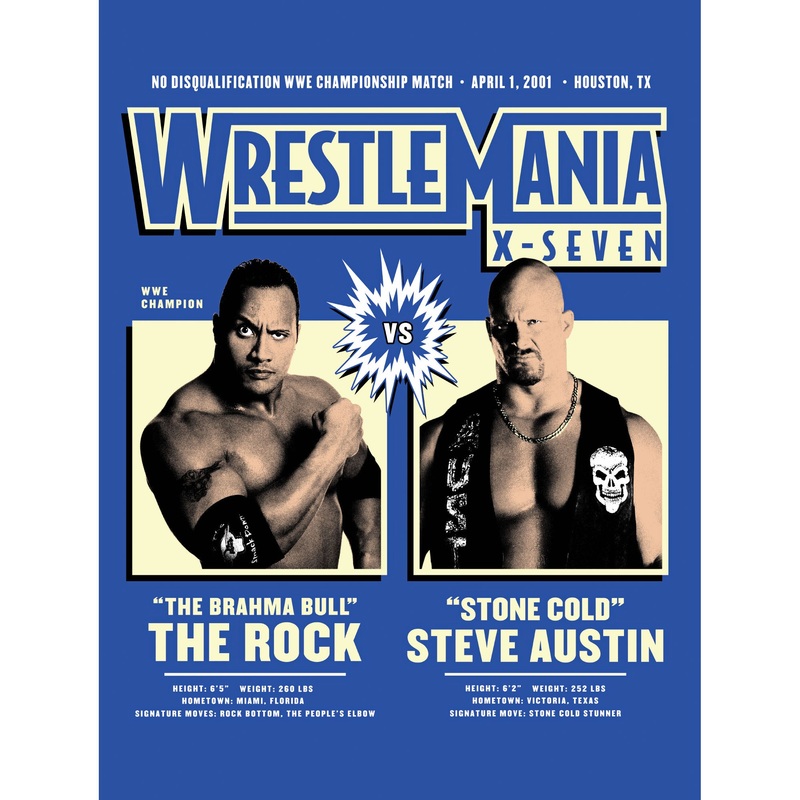 The Rock and Stone Cold Steve Austin – Wrestlemania 17 – Peel & Stick Poster – Official WWE – Reusable Vinyl Wall Decal