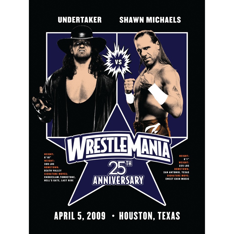 Undertaker and Shawn Michaels – Wrestlemania 25 – Peel & Stick Poster – Official WWE – Reusable Vinyl Wall Decal