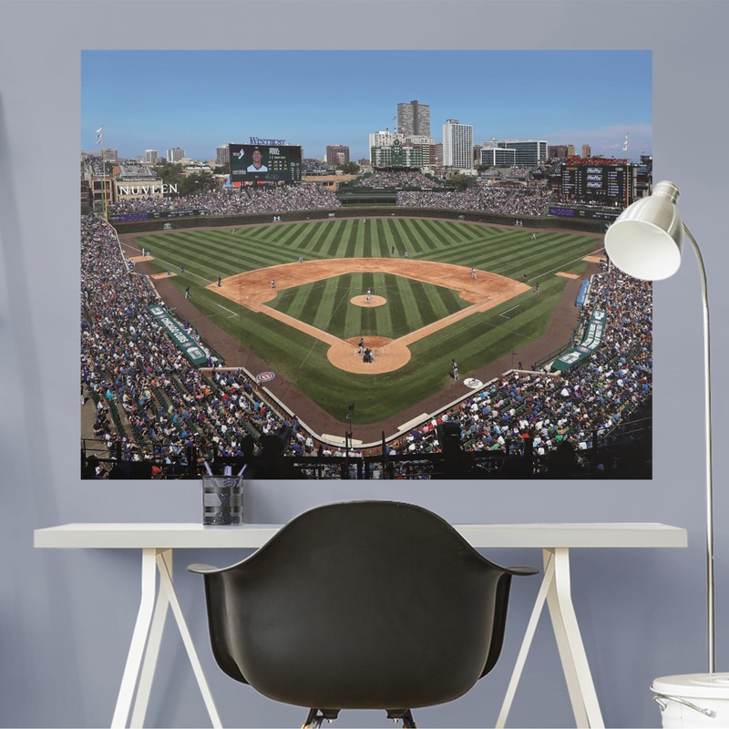 Behind Home Plate Mural – Peel & Stick Poster – Official MLB – Chicago Cubs – Reusable Vinyl Wall Decal