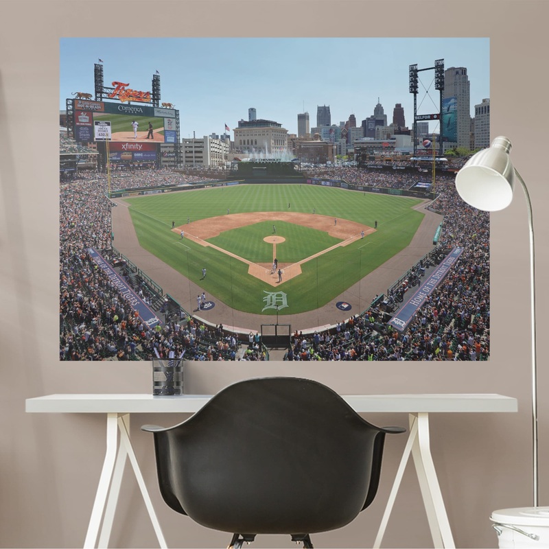 Behind Home Plate Mural – Peel & Stick Poster – Official MLB – Detroit Tigers – Reusable Vinyl Wall Decal