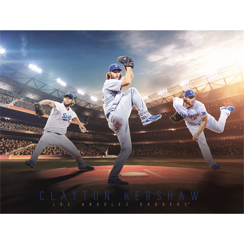 Clayton Kershaw – Montage Mural – Peel & Stick Poster – Official MLB – Los Angeles Dodgers – Reusable Vinyl Wall Decal