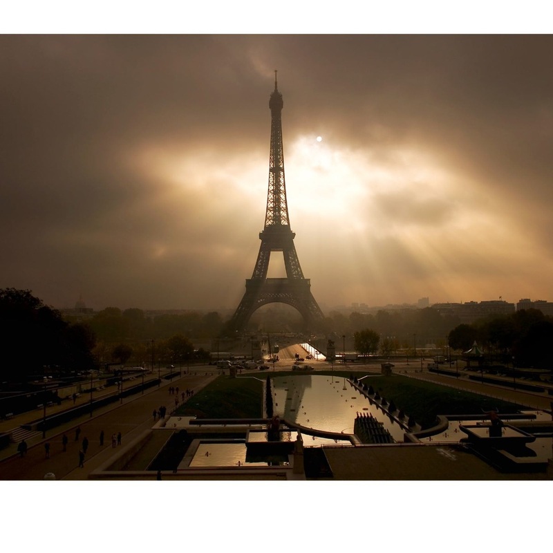 Eiffel Tower At Dusk Mural        –   Removable Wall   Adhesive Decal