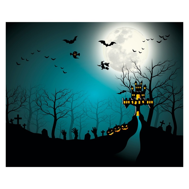 Halloween:  Castle On The Hill Mural        –   Removable Wall   Adhesive Decal