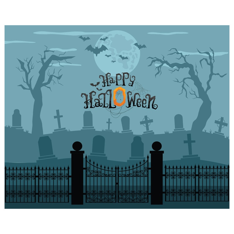 Halloween:  Cemetery Mural        –   Removable Wall   Adhesive Decal
