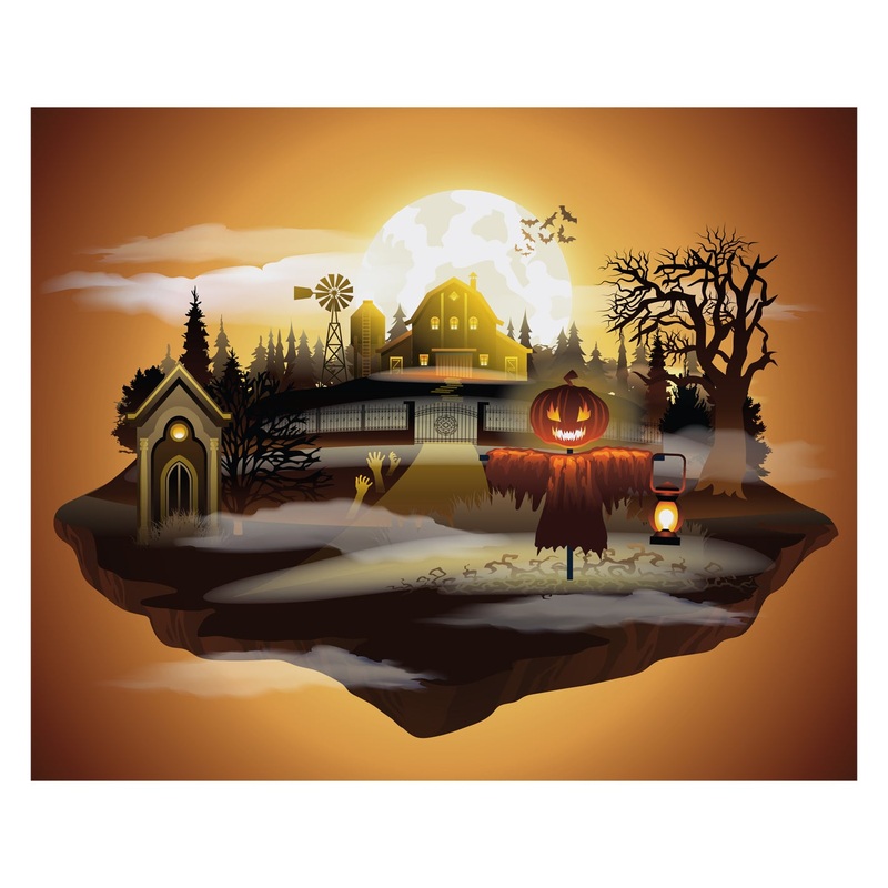 Halloween:  Floating World Mural        –   Removable Wall   Adhesive Decal