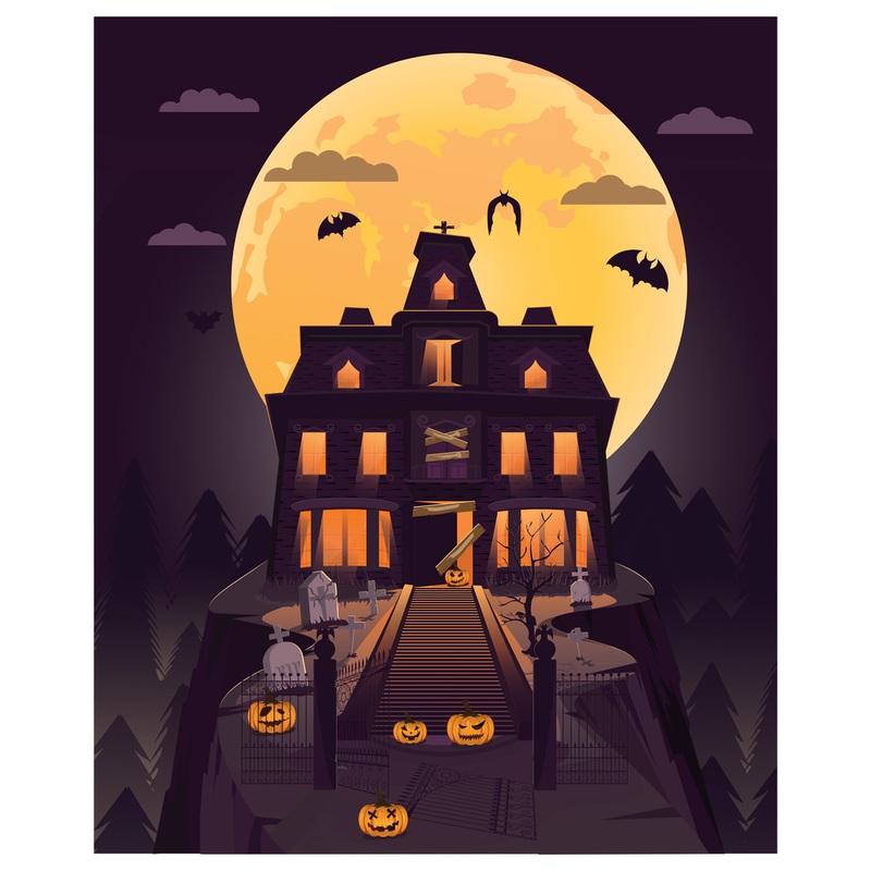 Halloween:  Full Moon Mural        –   Removable Wall   Adhesive Decal