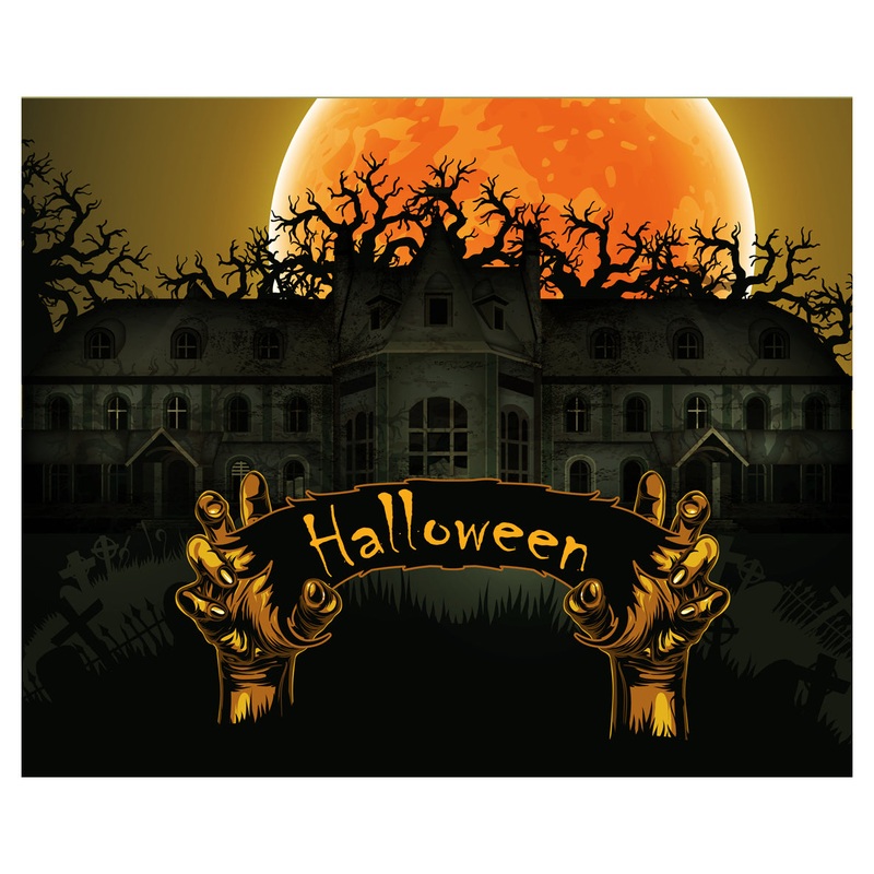 Halloween:  Haunted House Mural        –   Removable Wall   Adhesive Decal