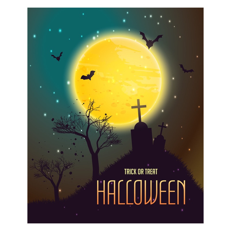 Halloween:  Hill Mural        –   Removable Wall   Adhesive Decal
