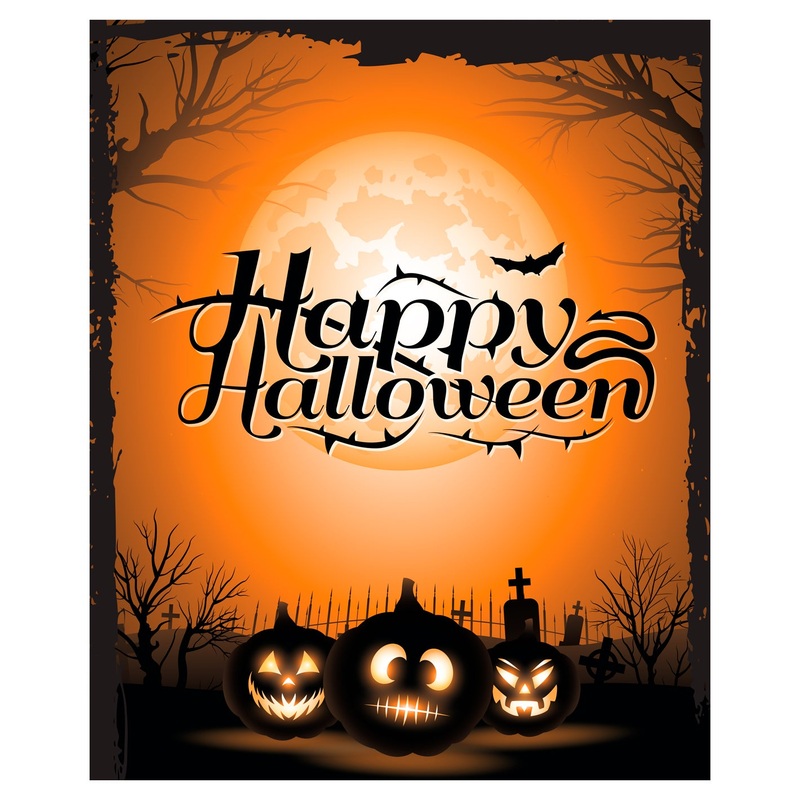 Halloween:  Orange Moon Mural        –   Removable Wall   Adhesive Decal