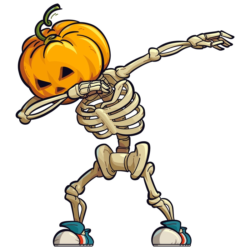 Halloween: Pumpkin Skeleton Dabbing Icon        –   Removable Wall   Adhesive Decal