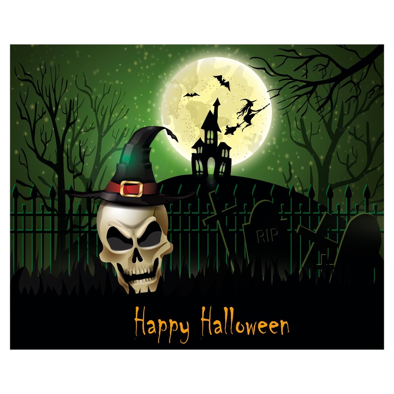 Halloween:  Skull Mural        –   Removable Wall   Adhesive Decal