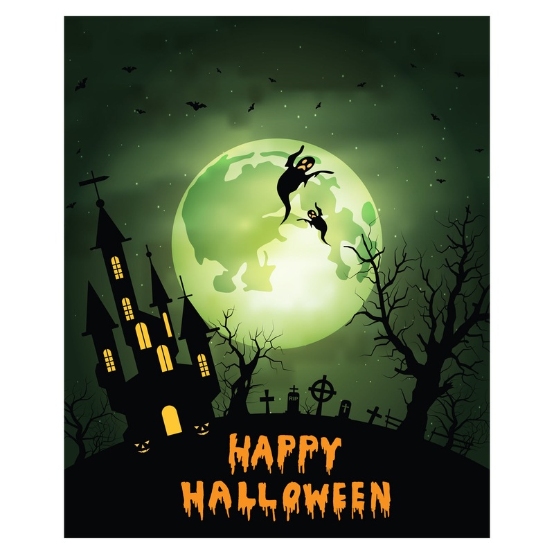 Halloween:  Two Ghosts Mural        –   Removable Wall   Adhesive Decal