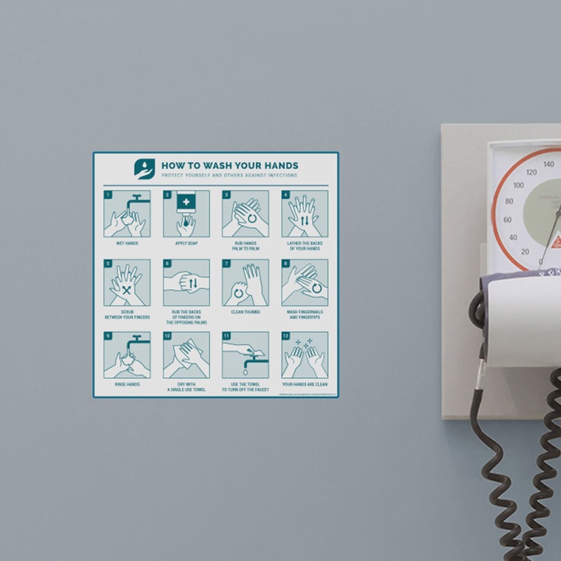 Hand Washing Chart        –   Removable Wall   Adhesive Decal