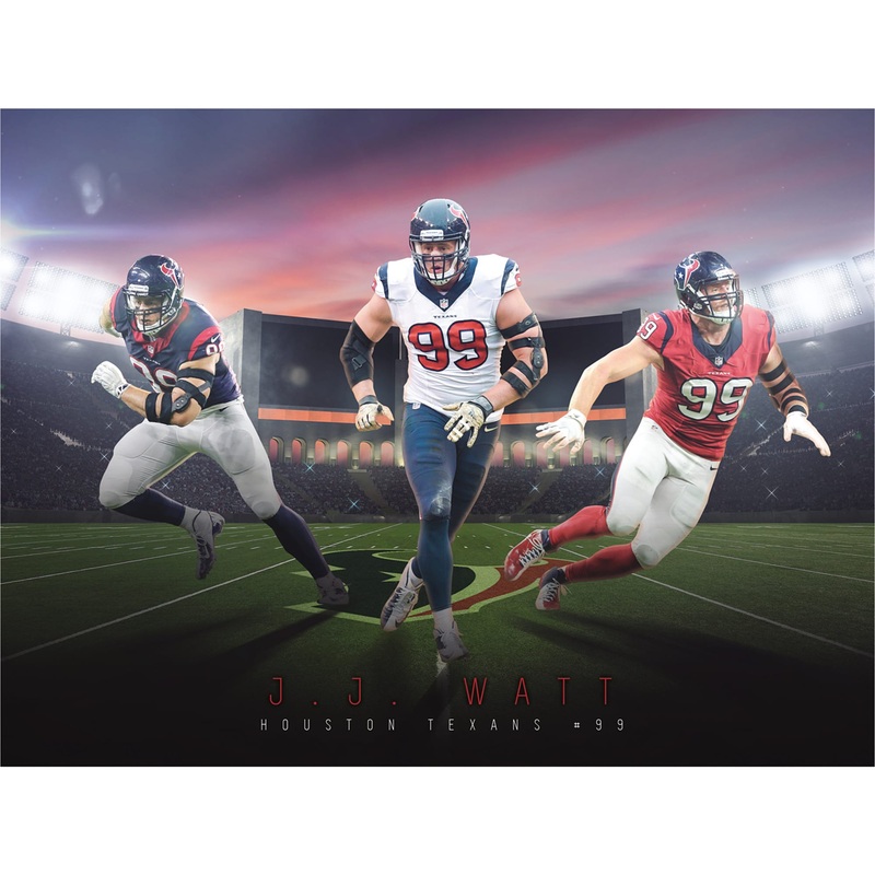 J.J. Watt – Montage Mural – Peel & Stick Poster – Official NFL – Houston Texans – Reusable Vinyl Wall Decal