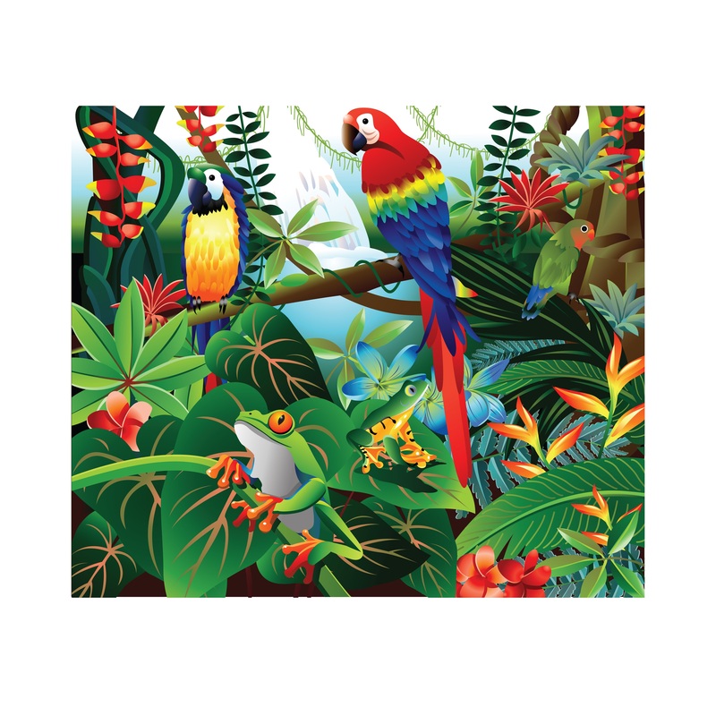 Jungle:  Color Block Mural        –   Removable Wall   Adhesive Decal