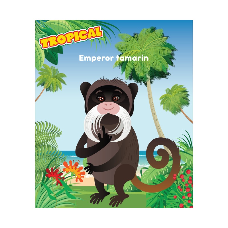 Jungle:  Emperor Tamarin Mural        –   Removable Wall   Adhesive Decal