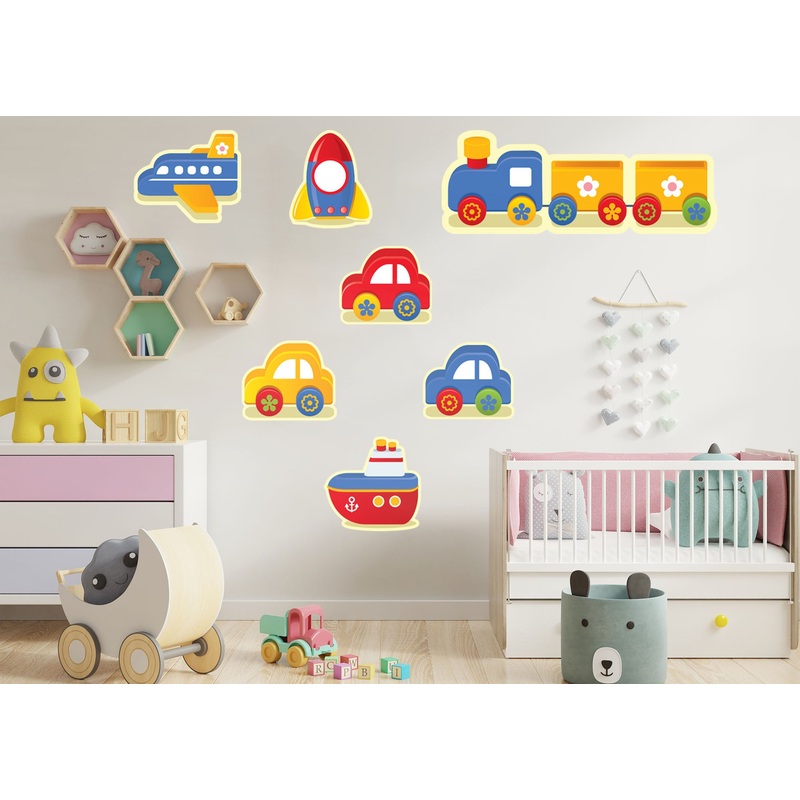 Nursery:  Color Block Toys Collection        –   Removable Wall   Adhesive Decal