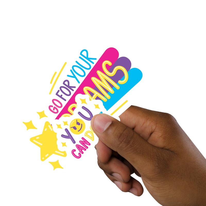 Sheet of 5 -Back to School:  Go For Your Dreams Minis        –   Removable    Adhesive Decal
