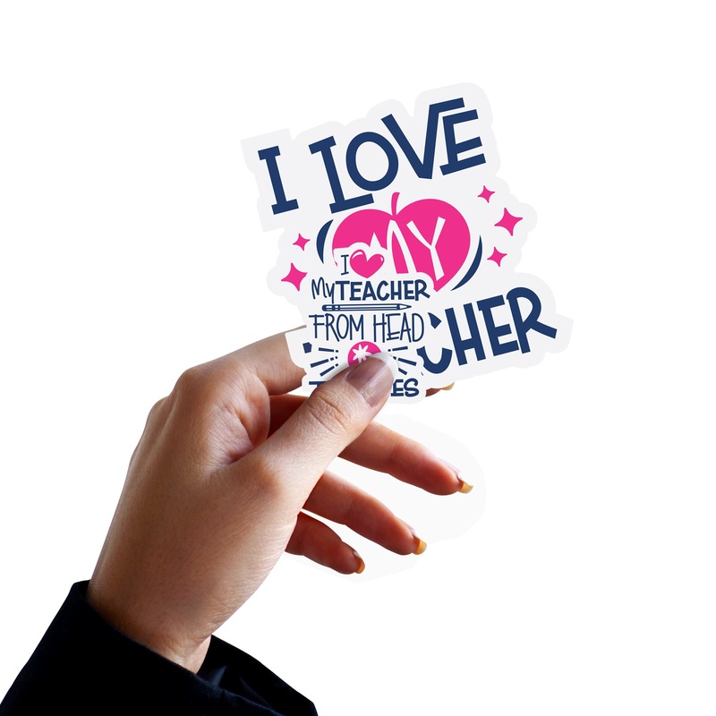 Sheet of 5 -Back to School:  I Love My Teacher Minis        –   Removable    Adhesive Decal