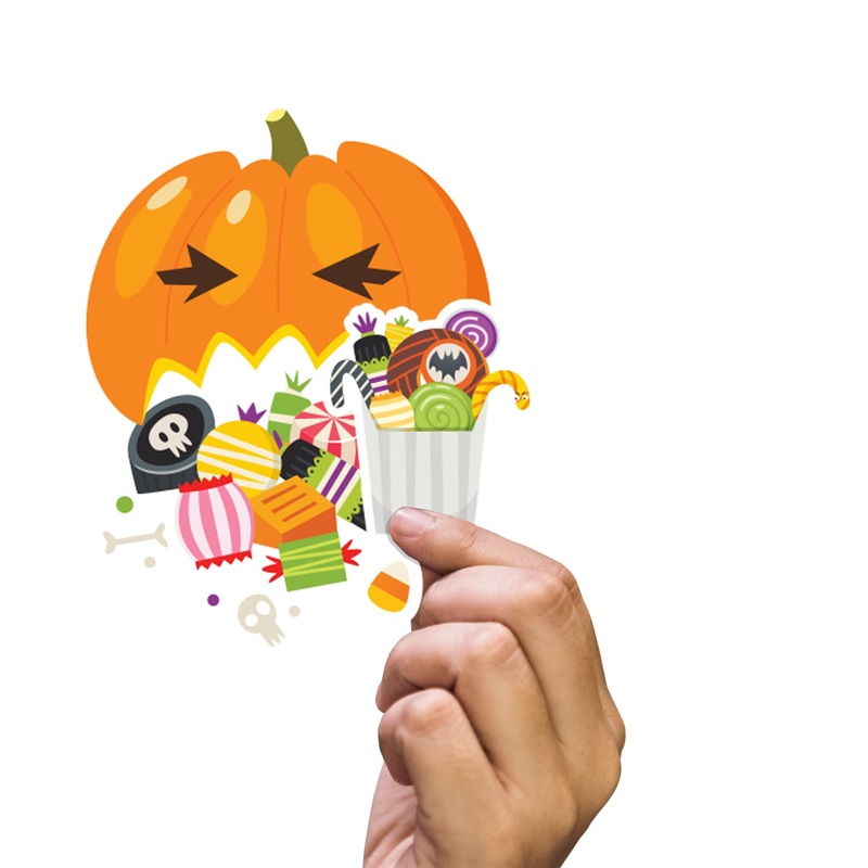 Sheet of 5 -Halloween:  Crazy Sweets Minis        –   Removable    Adhesive Decal