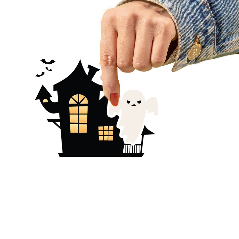 Sheet of 5 -Halloween:  Haunted House Minis        –   Removable    Adhesive Decal