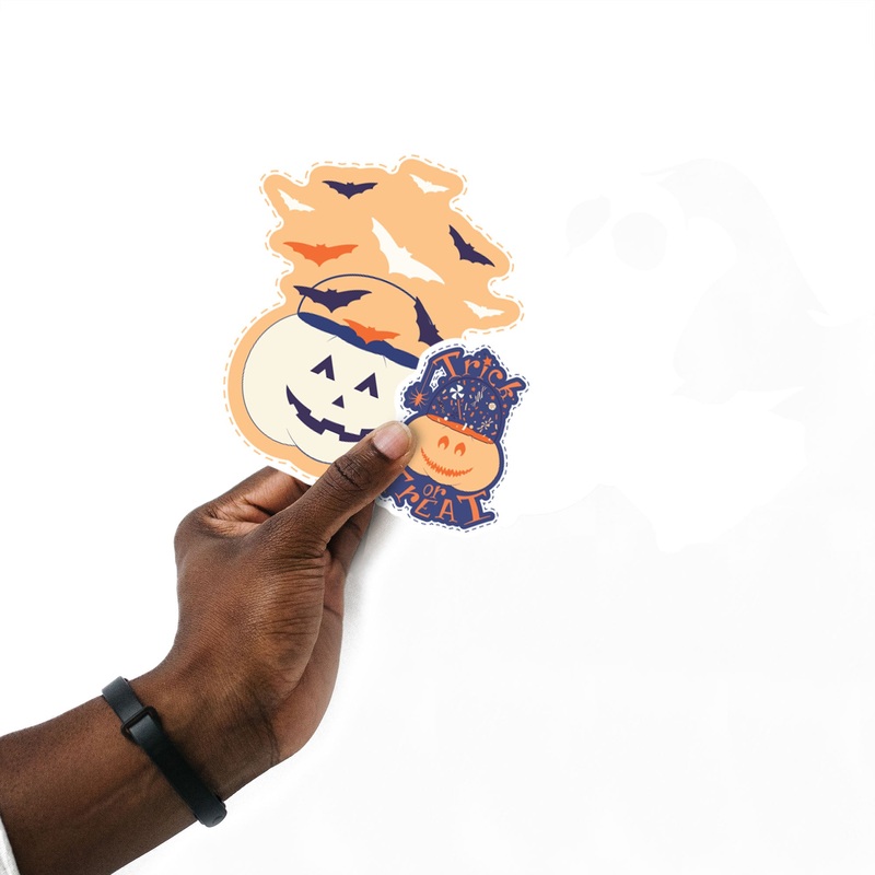 Sheet of 5 -Halloween:  Pumpkins Minis        –   Removable    Adhesive Decal