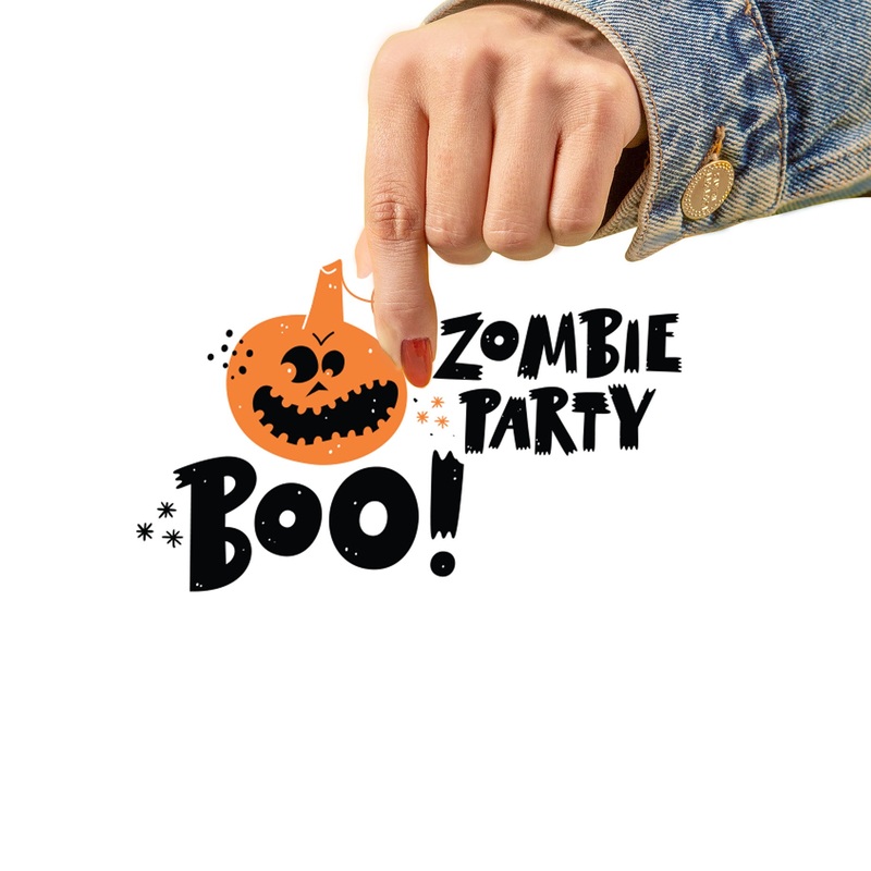 Sheet of 5 -Halloween:  Zombie Party Minis        –   Removable    Adhesive Decal