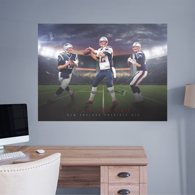Tom Brady – Montage Mural – Peel & Stick Poster – Official NFL – New England Patriots – Reusable Vinyl Wall Decal