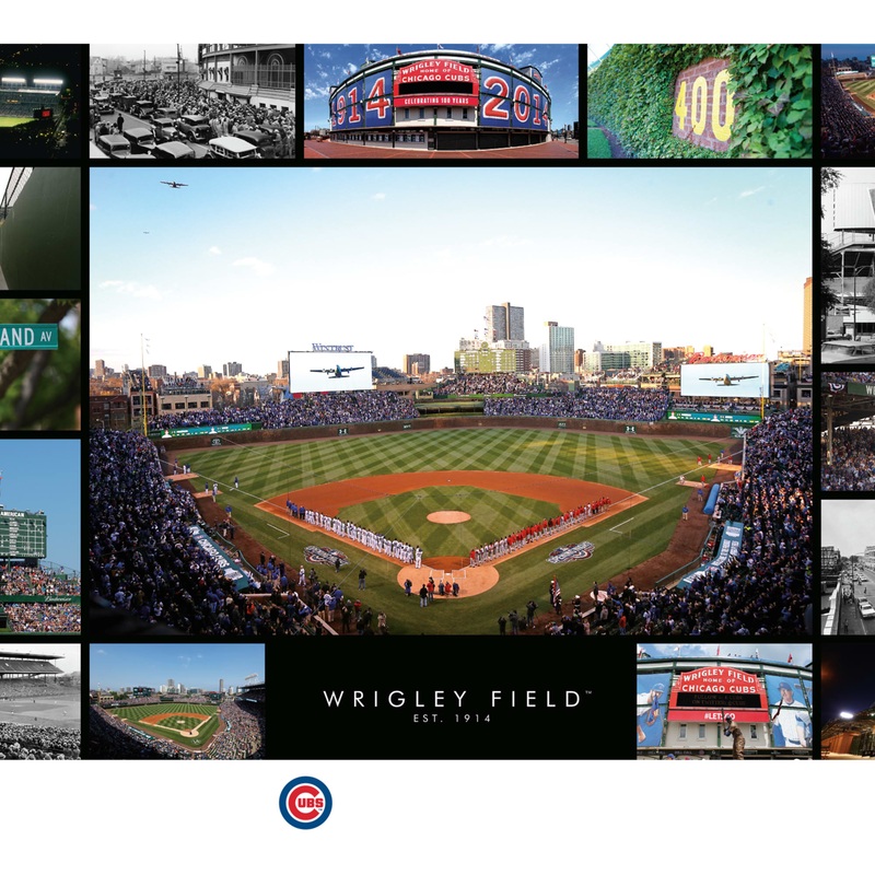 Wrigley Field – Then And Now – Peel & Stick Poster – Official MLB – Chicago Cubs – Reusable Vinyl Wall Decal