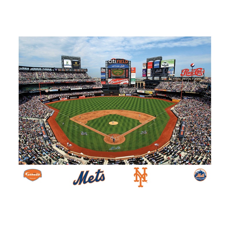 Behind Home Plate Mural – Peel & Stick Poster – Official MLB – New York Mets – Reusable Vinyl Wall Decal