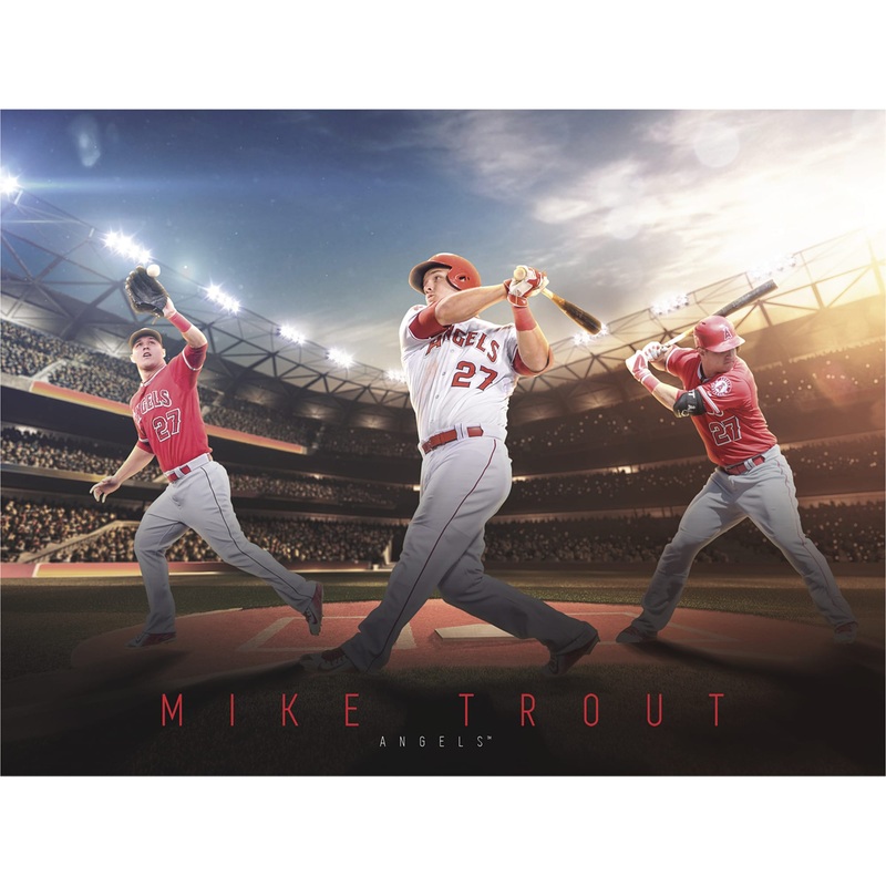 Mike Trout – Montage Mural – Peel & Stick Poster – Official MLB – Los Angeles Angels – Reusable Vinyl Wall Decal