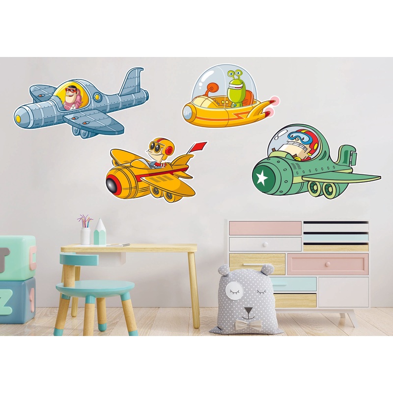 Nursery_Planes:  Four Planes Collection        –   Removable Wall   Adhesive Decal