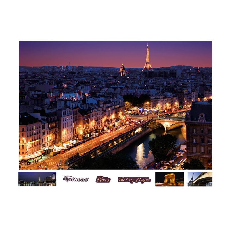 Paris:  Skyline By Night Mural        –   Removable Wall   Adhesive Decal