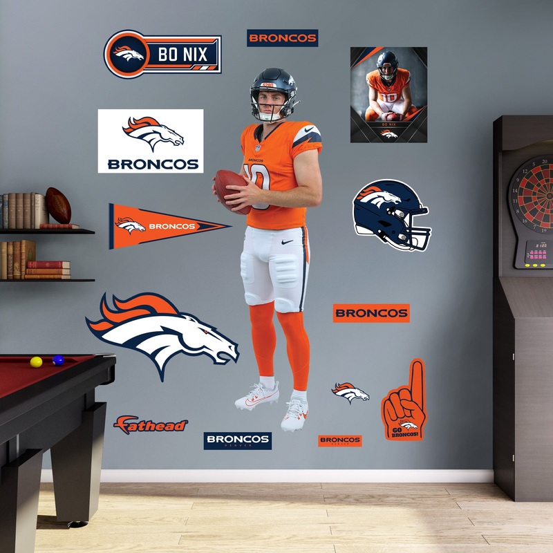 Bo Nix Preseason – RealBig Collection – Official NFL – Denver Broncos – Reusable Vinyl Wall Decals