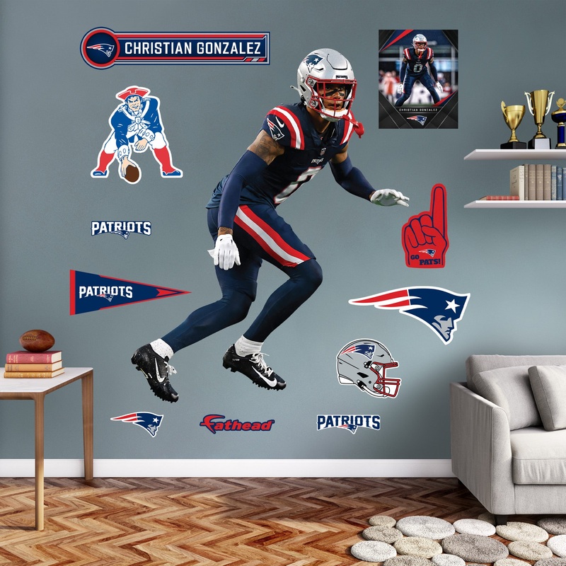 Christian Gonzalez – RealBig Collection – Official NFL – New England Patriots – Reusable Vinyl Wall Decals