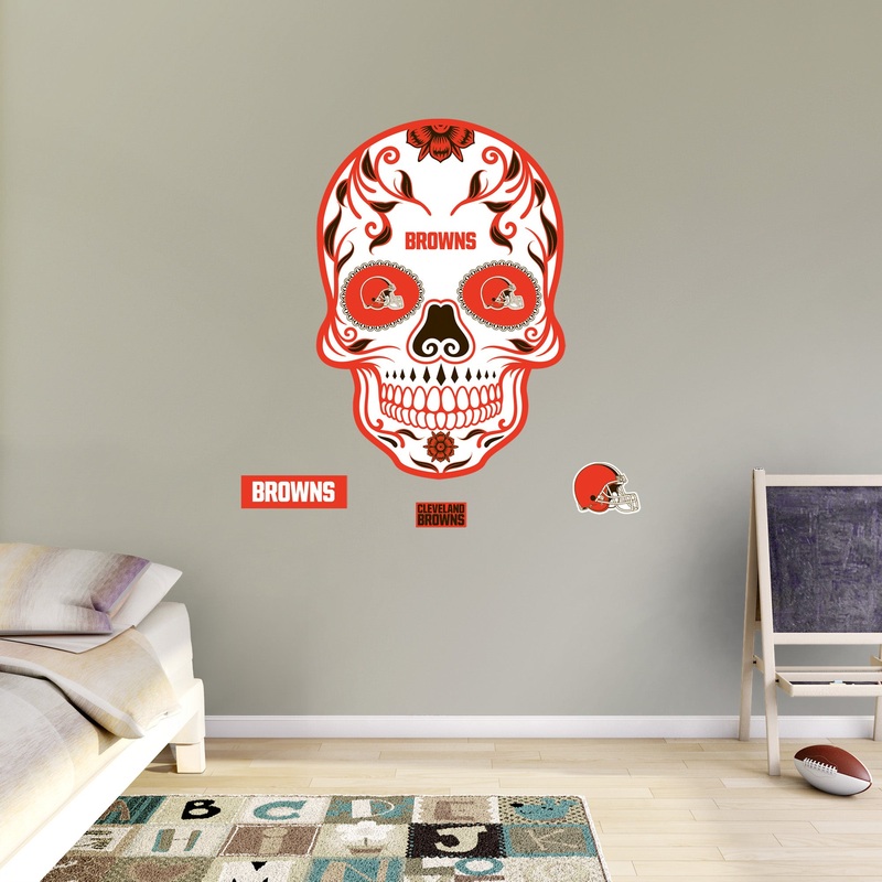 Cleveland Browns – RealBig Sugar Skull Collection – Official NFL – Reusable Vinyl Wall Decals