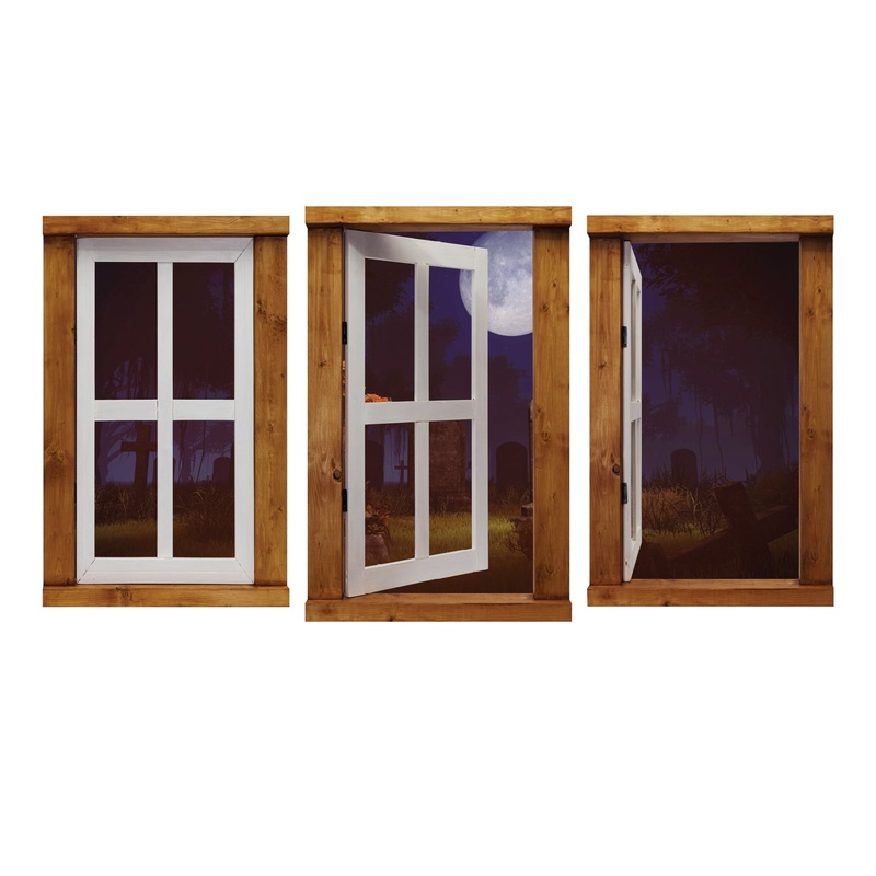 Halloween:  Colorful Graveyard Icon Instant Windows        –   Removable Wall   Adhesive Decal